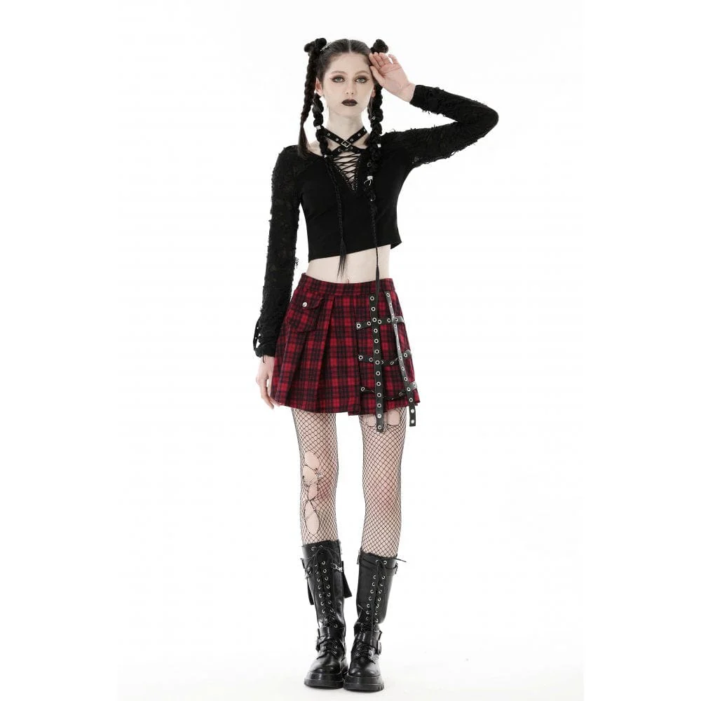 Top corto strappato con occhielli punk da donna - immagine 5