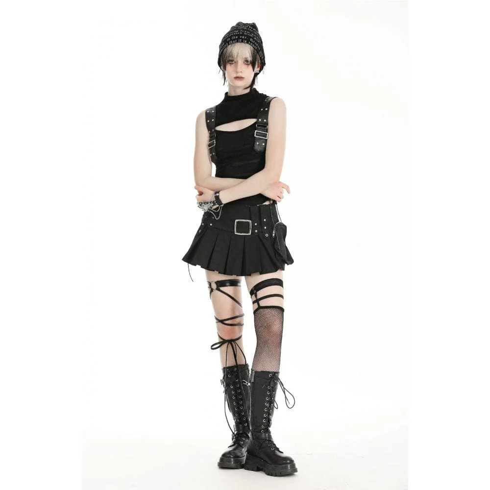 Gilet strappato con colletto rialzato punk da donna - immagine 9