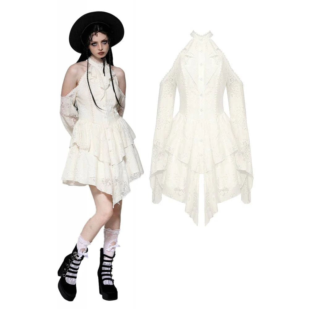 Abito da donna Steampunk con spalle scoperte Beige - immagine 2