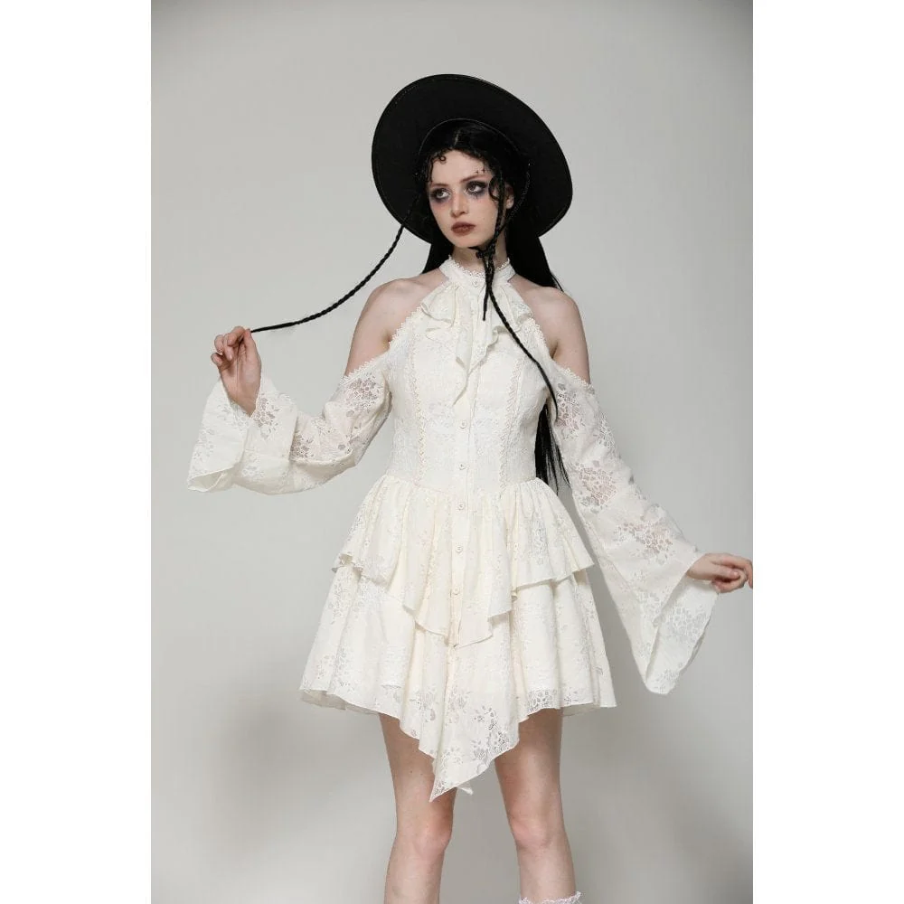 Abito da donna Steampunk con spalle scoperte Beige - immagine 3