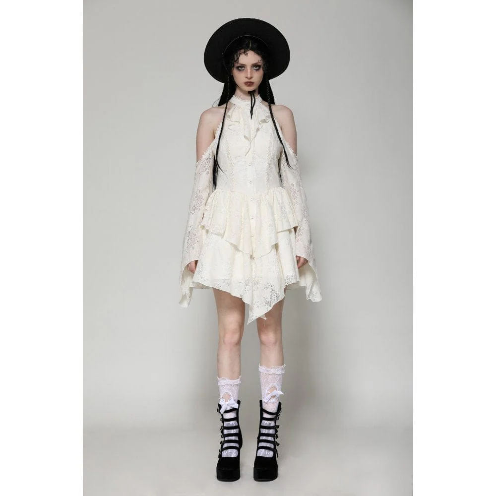 Abito da donna Steampunk con spalle scoperte Beige - immagine 5