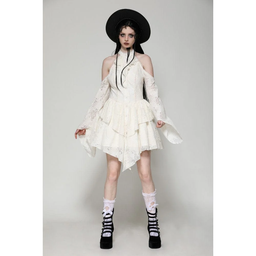 Abito da donna Steampunk con spalle scoperte Beige - immagine 6