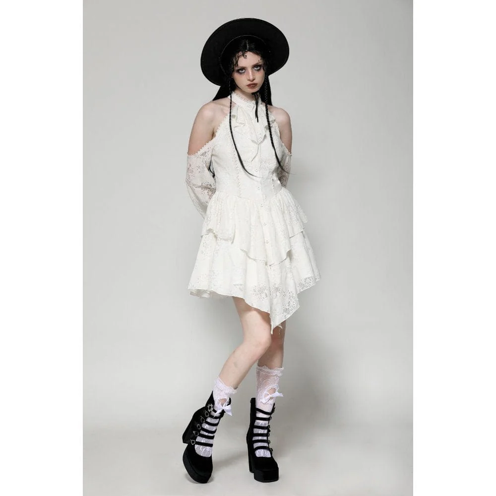 Abito da donna Steampunk con spalle scoperte Beige - immagine 7