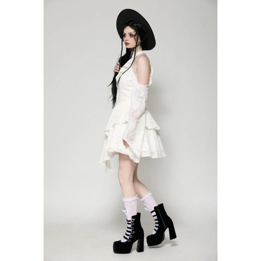 Abito da donna Steampunk con spalle scoperte Beige - immagine 8