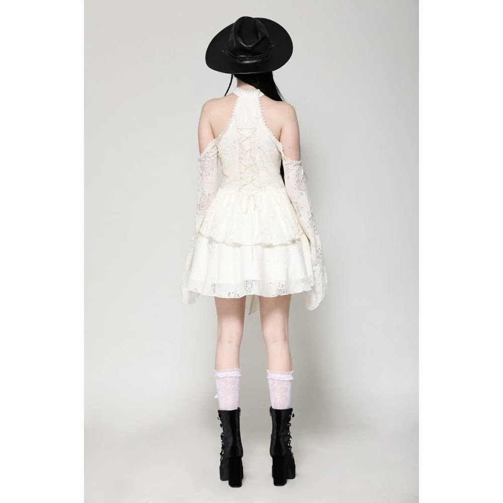 Abito da donna Steampunk con spalle scoperte Beige - immagine 9