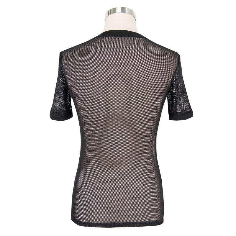 T-Shirt punk da uomo a manica corta in rete - immagine 6