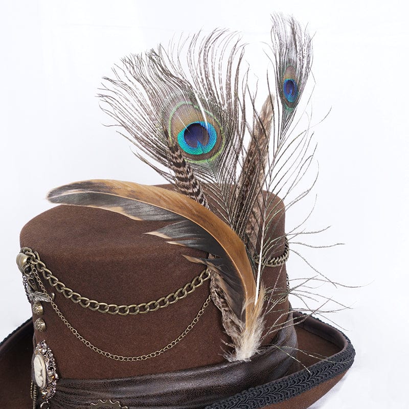 Cappello a cilindro con piume gotiche da uomo - immagine 9