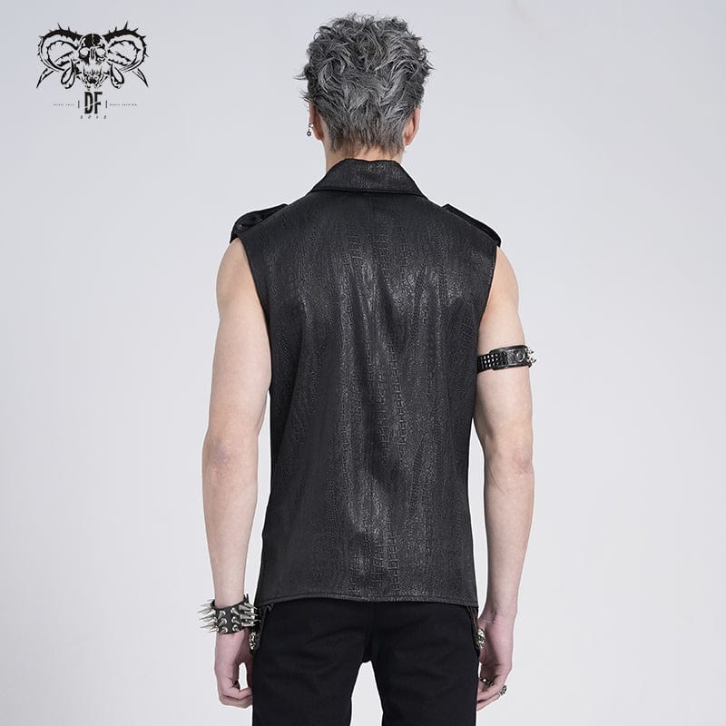 Gilet con lacci e borchie irregolari gotiche da uomo - immagine 5