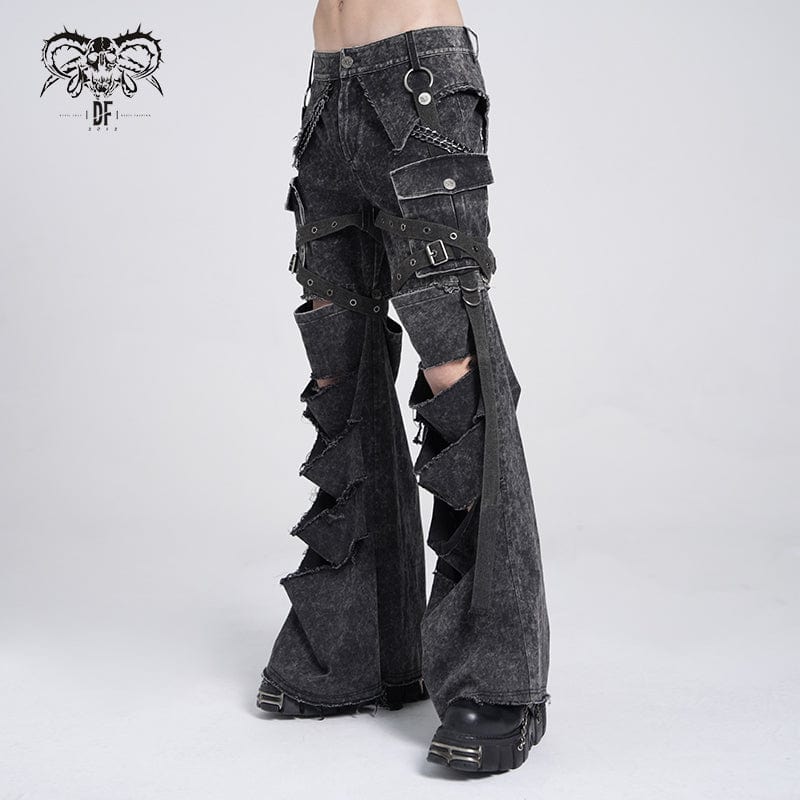 Pantaloni punk da uomo con tasche grandi e catena - immagine 4