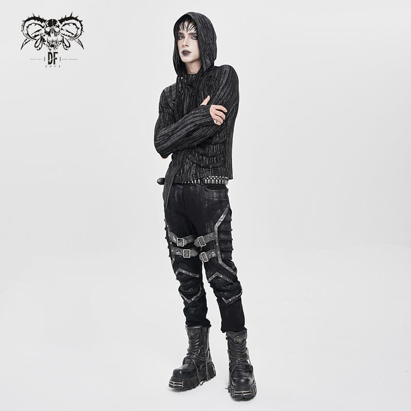 Pantaloni plissettati con fibbia punk da uomo - immagine 7