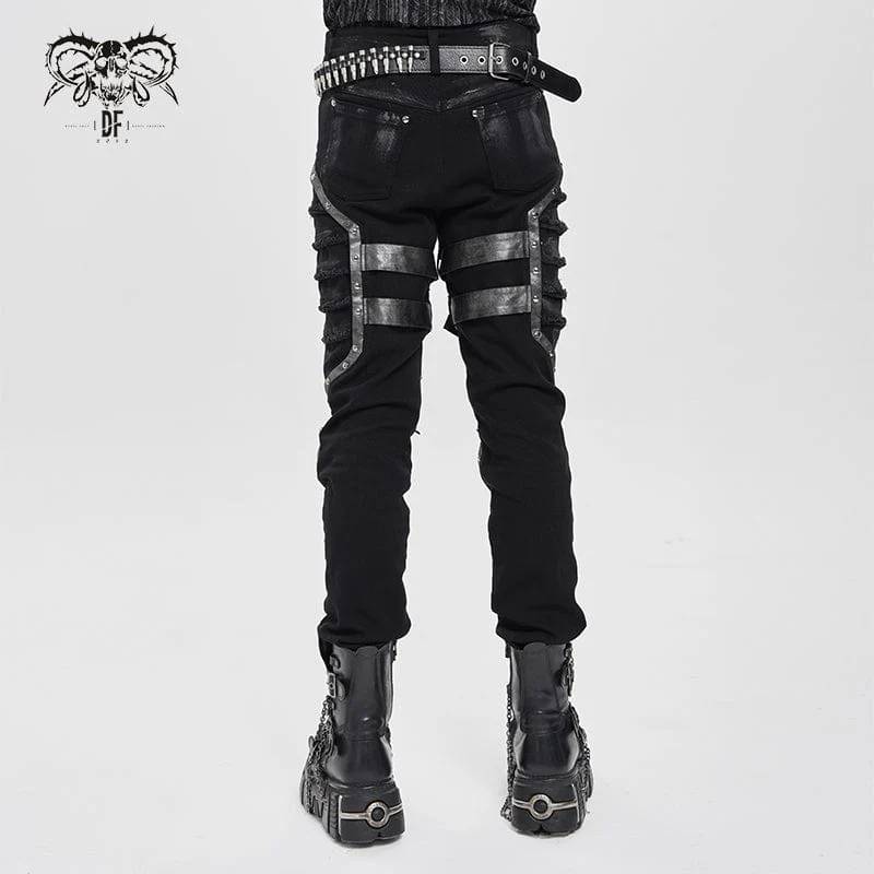 Pantaloni plissettati con fibbia punk da uomo - immagine 5