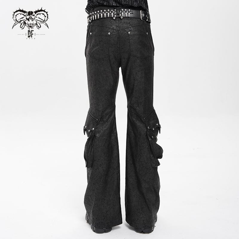 Pantaloni svasati da uomo con fibbia ad anello a D e tasche grandi, stile punk - immagine 5