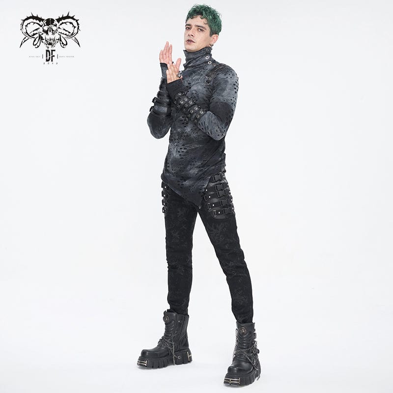 Pantaloni invecchiati punk multi-fibbia da uomo - immagine 7