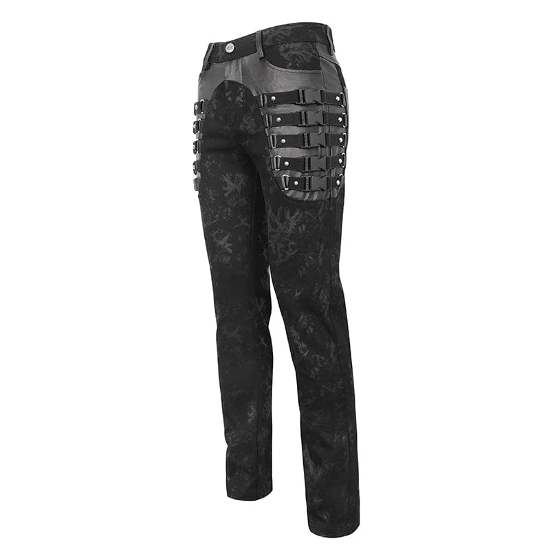 Pantaloni invecchiati punk multi-fibbia da uomo - immagine 9