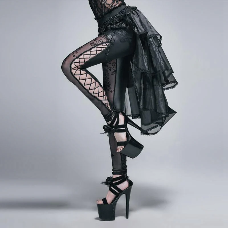 Gonna asimmetrica da donna in pizzo e rete Goth - immagine 3