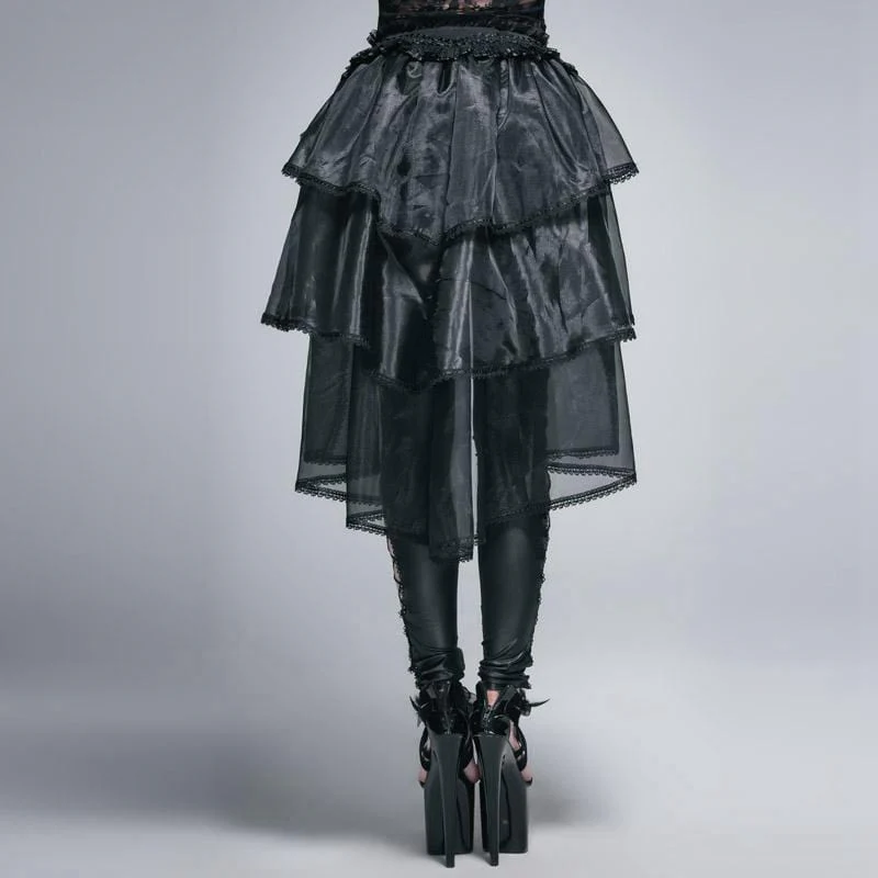 Gonna asimmetrica da donna in pizzo e rete Goth - immagine 4