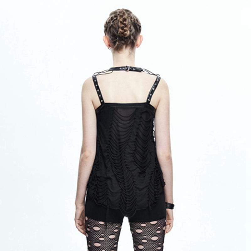 T-Shirt Punk Distressed da donna con allacciatura - immagine 4