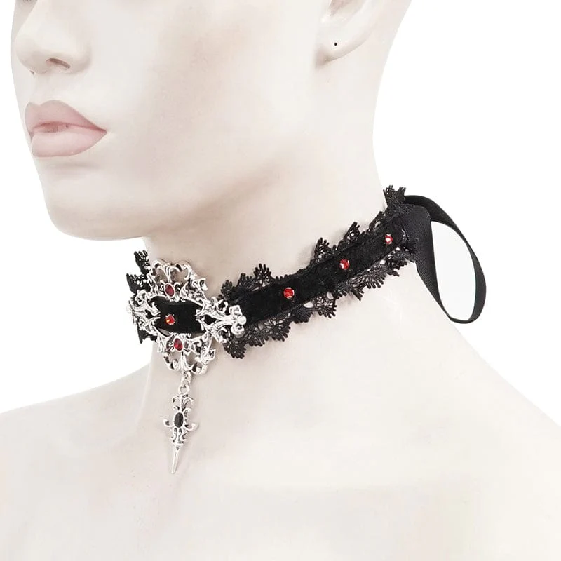 Collana con orlo in pizzo con perline gotiche da donna - immagine 6