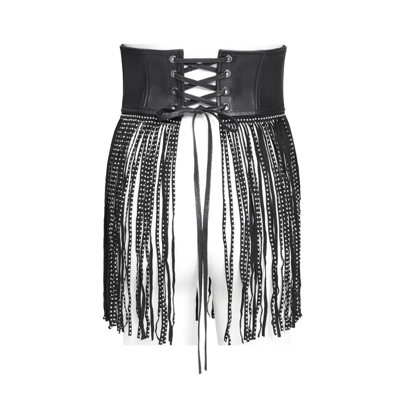 Corsetto sottoseno con lacci, cinturini con fibbia gotica da donna - immagine 9