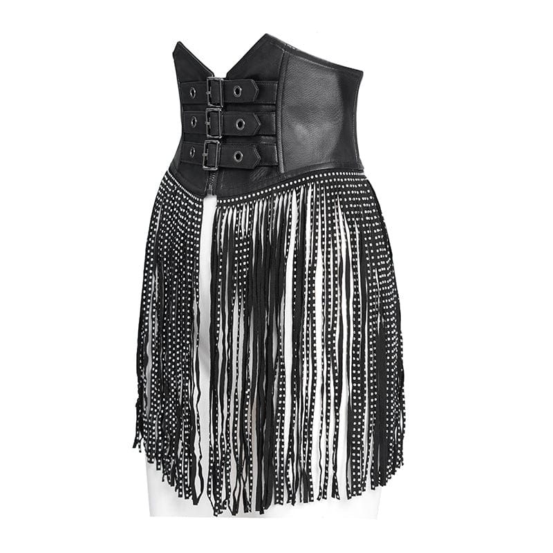 Corsetto sottoseno con lacci, cinturini con fibbia gotica da donna - immagine 8