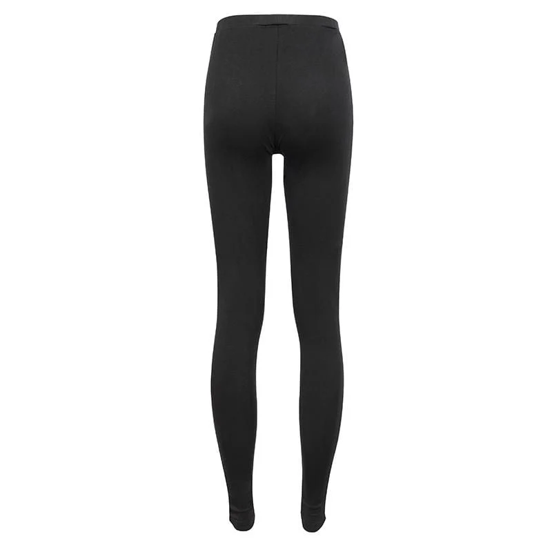 Pantaloni da donna tagliati con stampa ragnatela gotica - immagine 7