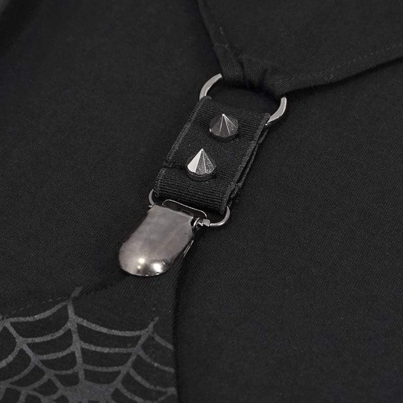 Pantaloni da donna tagliati con stampa ragnatela gotica - immagine 9