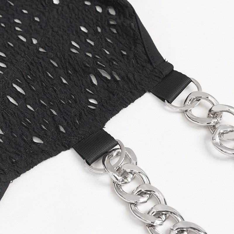 Abito da donna con scollo all'americana a catena strappato irregolare gotico - immagine 9