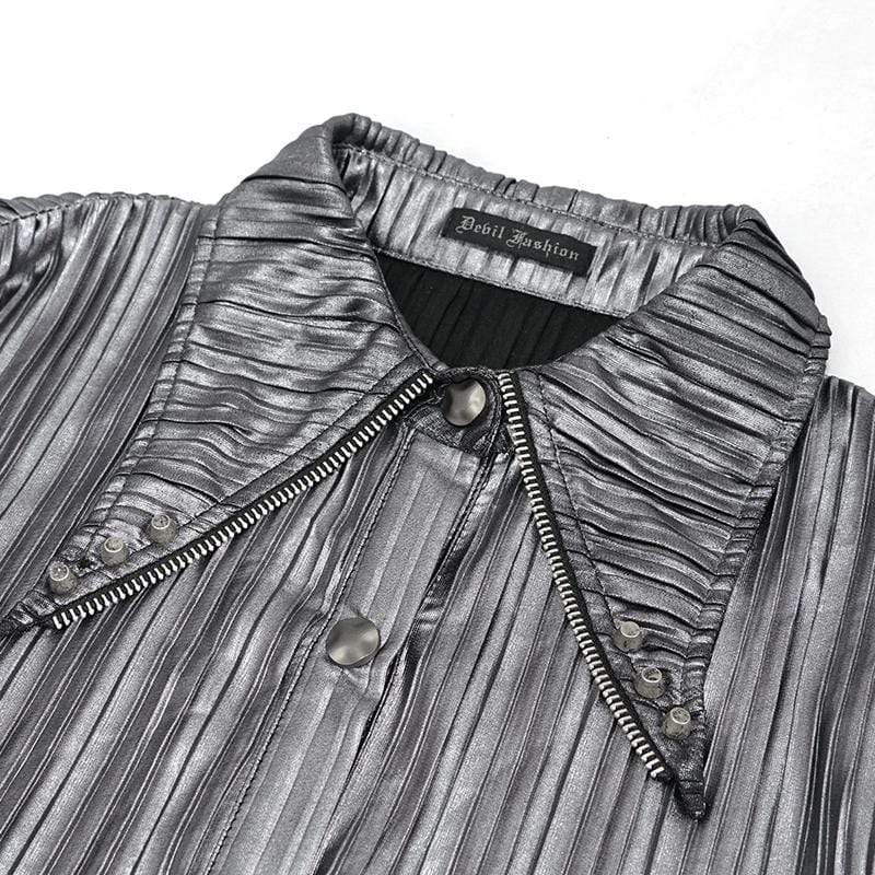 Camicie da donna a maniche lunghe con volant luccicanti in argento gotico - immagine 8