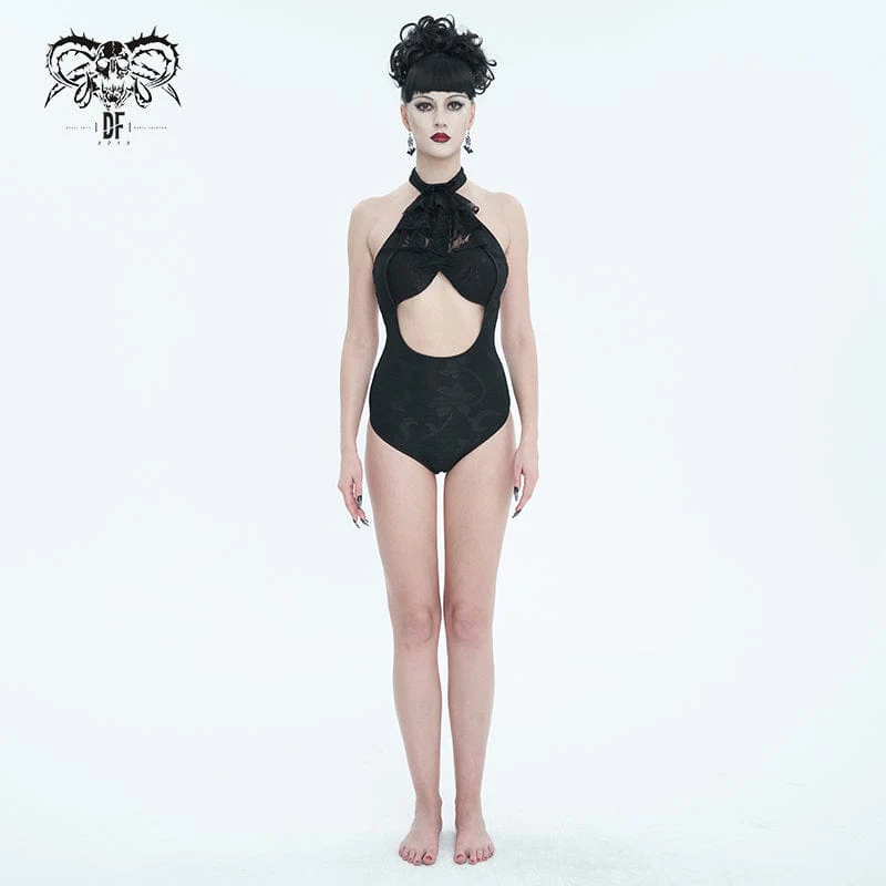 Costume da bagno in pizzo con spalline gotiche da donna - immagine 4