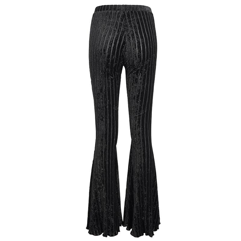 Pantaloni svasati a coste con spalline gotiche da donna - immagine 8