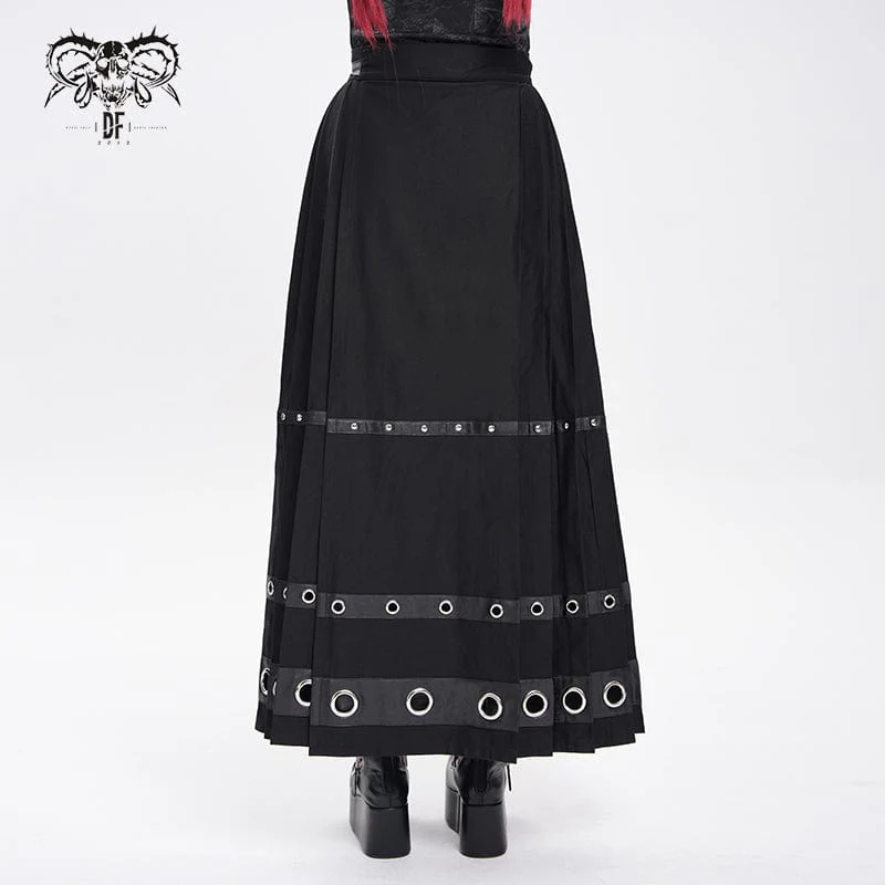 Gonna da donna con occhielli punk, rivetti e pentacolo a forma di faccia di cavallo - immagine 5