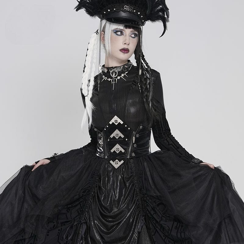 Corsetto punk da donna con cerniera sotto il seno e teschio incrociato irregolare - immagine 2