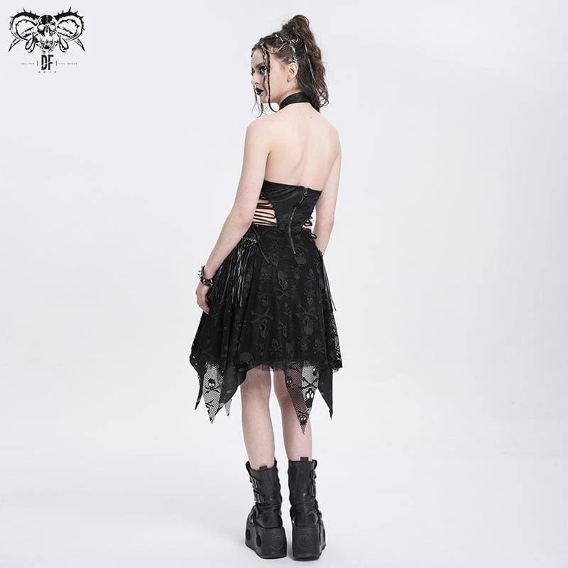 Abito da festa con scollo all'americana, teschio di rana irregolare punk da donna, abito da laurea - immagine 5