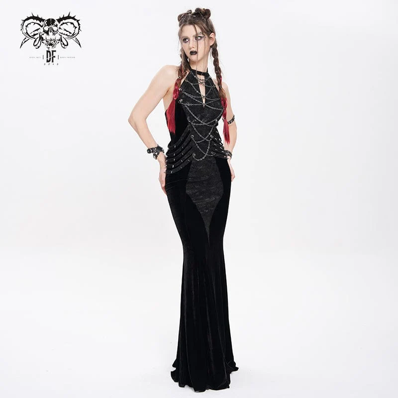 Abito da sposa da donna con scollo all'americana, cinturino e catena con rivetti punk - immagine 4