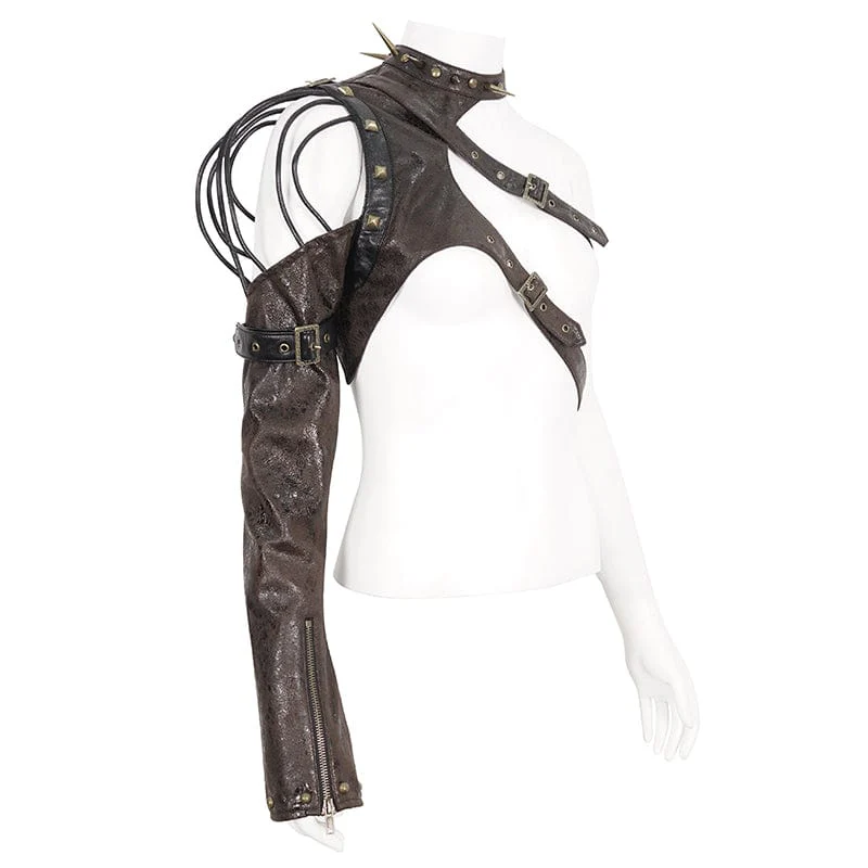 Imbracatura in ecopelle borchiata punk da donna caffè - immagine 9
