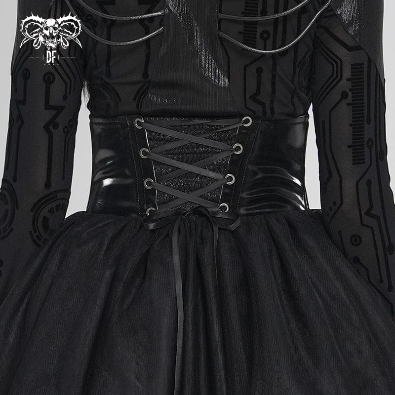 Corsetto punk da donna con cerniera sotto il seno e teschio incrociato irregolare - immagine 6