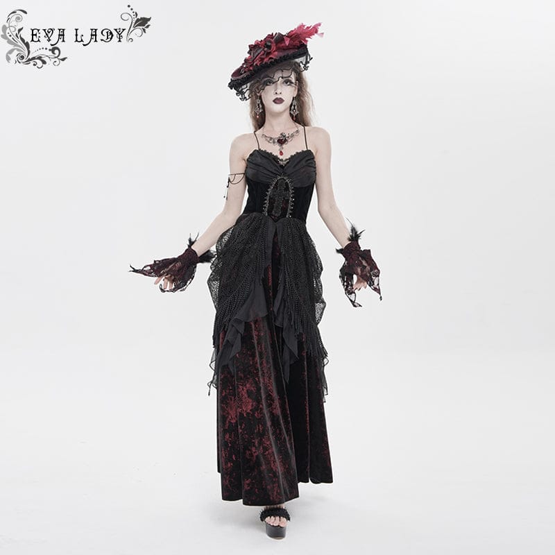 Abito da sposa con lacci e nappe stampate in stile gotico da donna - immagine 3