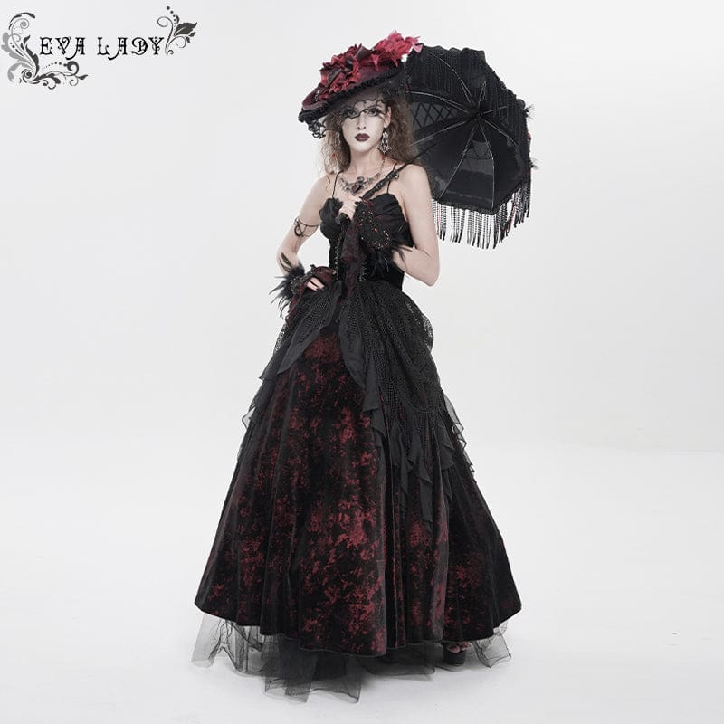 Abito da sposa con lacci e nappe stampate in stile gotico da donna - immagine 6