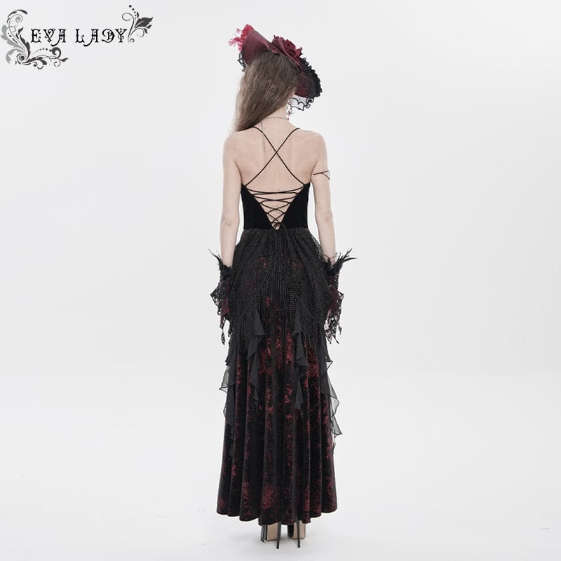 Abito da sposa con lacci e nappe stampate in stile gotico da donna - immagine 5