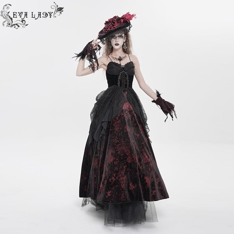 Abito da sposa con lacci e nappe stampate in stile gotico da donna - immagine 2