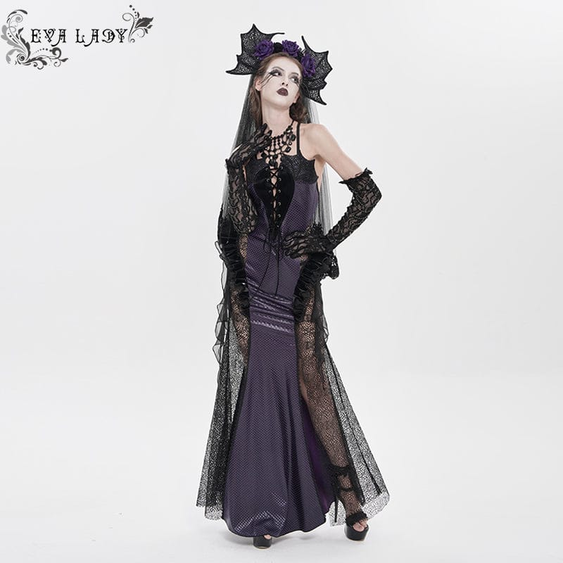 Abito da sposa da donna in stile gotico con stampa a squame e pizzo a sirena - immagine 3