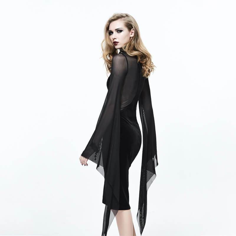 Abito a tubino punk da donna con maniche a campana - immagine 4