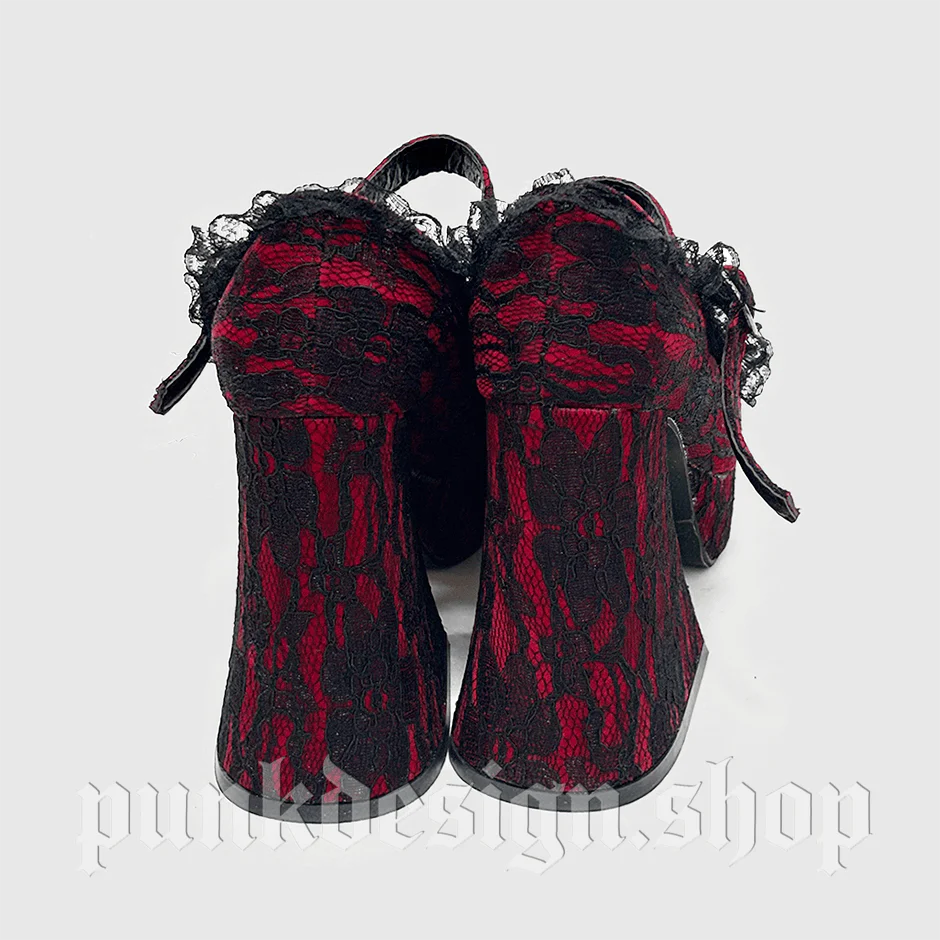 Scarpe Mary Jane da donna con fibbia in pizzo floreale gotico - immagine 8