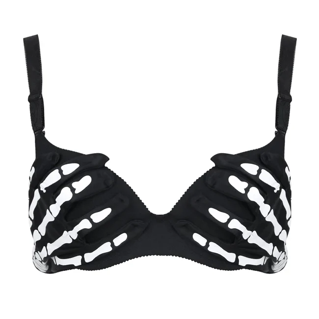 Top corto da donna Steampunk Halloween Skull Skeleton Clubwear Party Bra - immagine 2