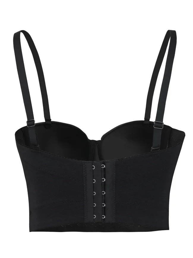 Reggiseno da donna a maniche lunghe da donna push-up Clubwear Steampunk in rilievo metallizzato - immagine 3