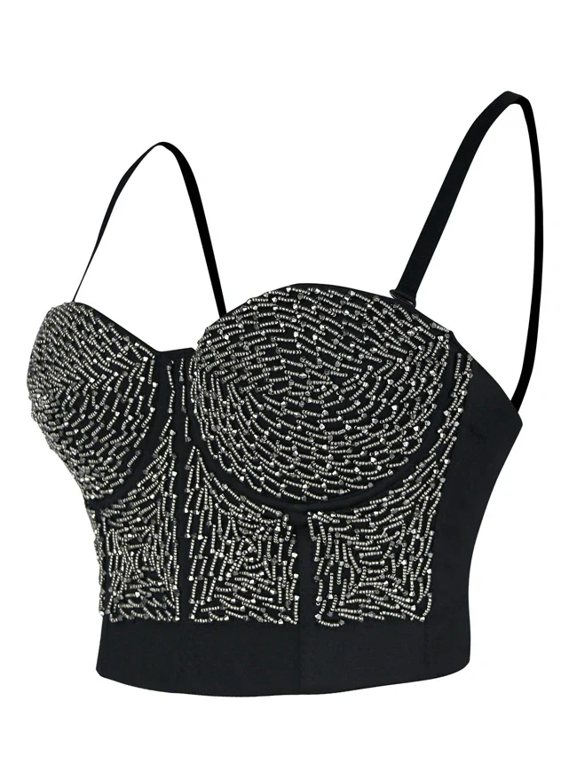 Reggiseno da donna a maniche lunghe da donna push-up Clubwear Steampunk in rilievo metallizzato - immagine 4