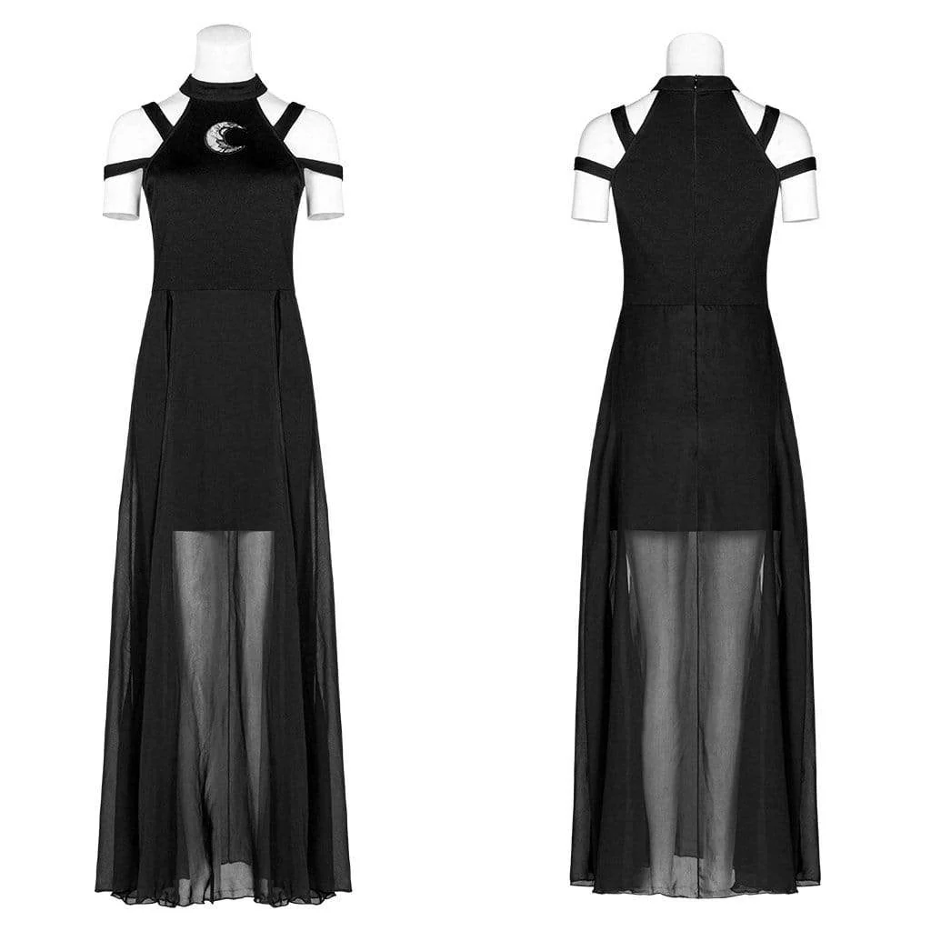 Abito a strati spalla spalla Goth Halter da donna - immagine 6