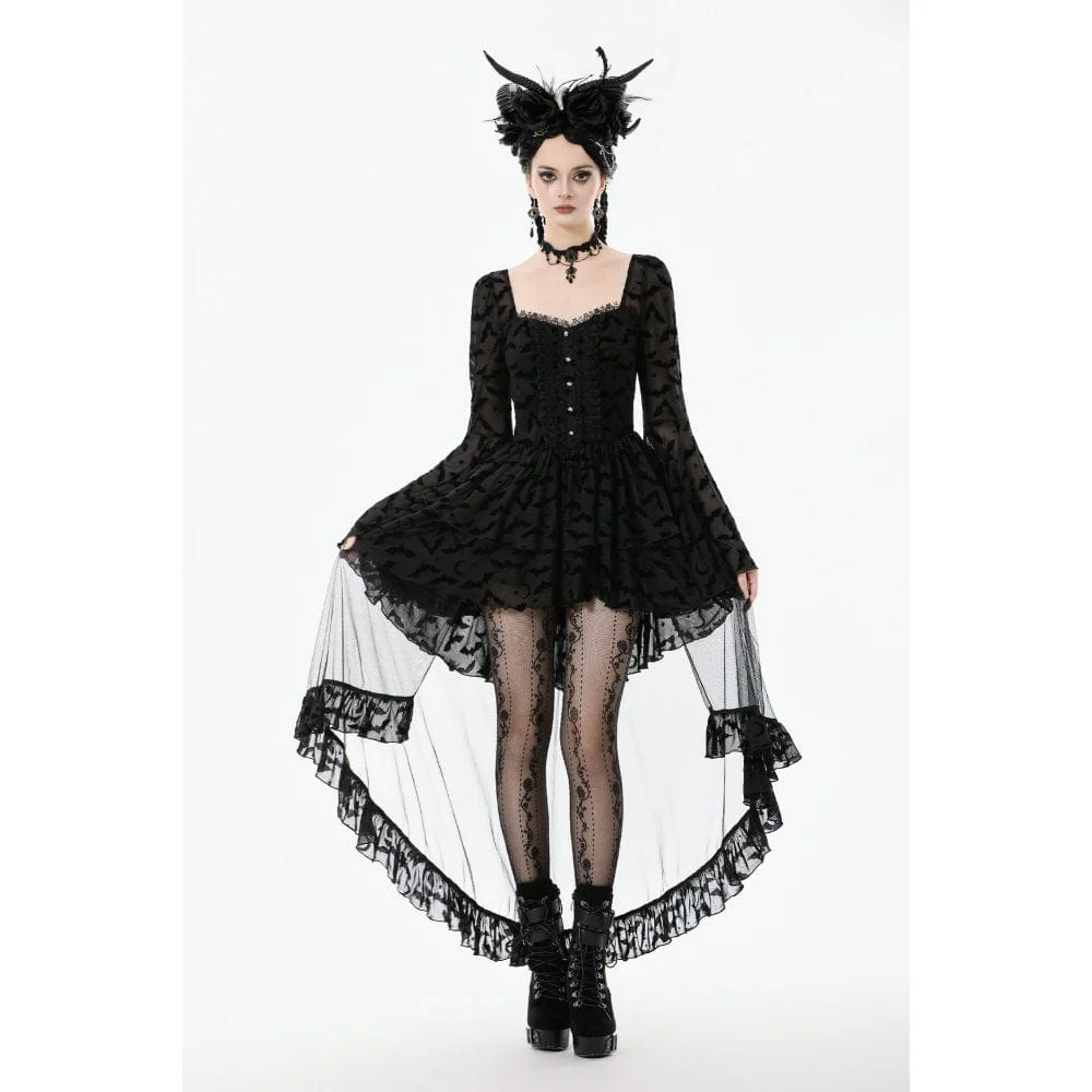 Abito da donna con orlo irregolare stampato con stelle e luna gotiche - immagine 8