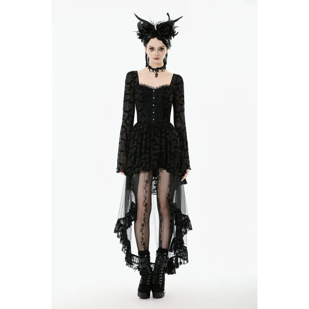 Abito da donna con orlo irregolare stampato con stelle e luna gotiche - immagine 4