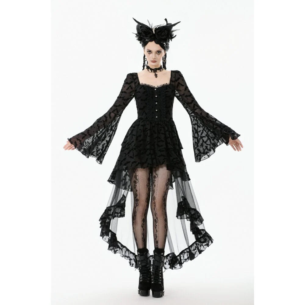 Abito da donna con orlo irregolare stampato con stelle e luna gotiche - immagine 6